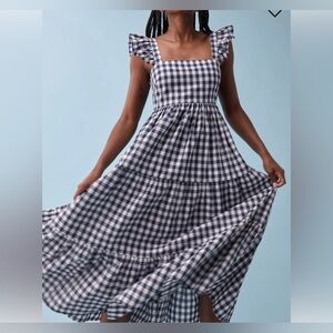 Reformation  Hartford Dress Navy and White Checkered